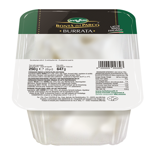 Burrata 
250 G 
senza testa