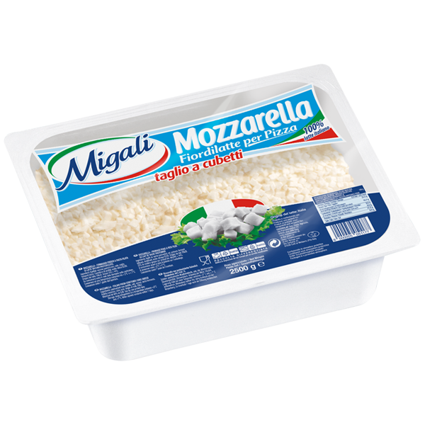 Mozzarella per 
pizza 
cubettata